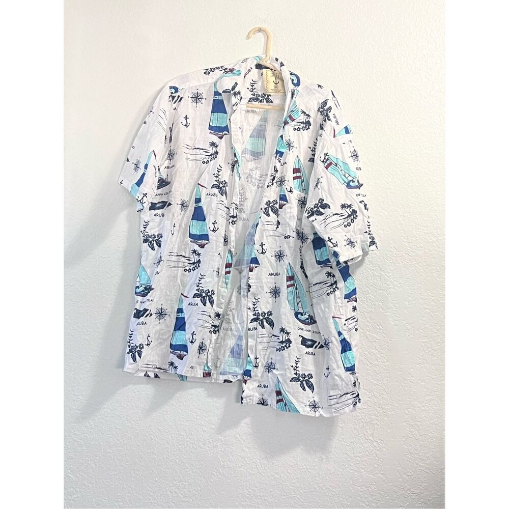 White sands sailing beach Aruba Hawaiian beach button down shirt 3x
